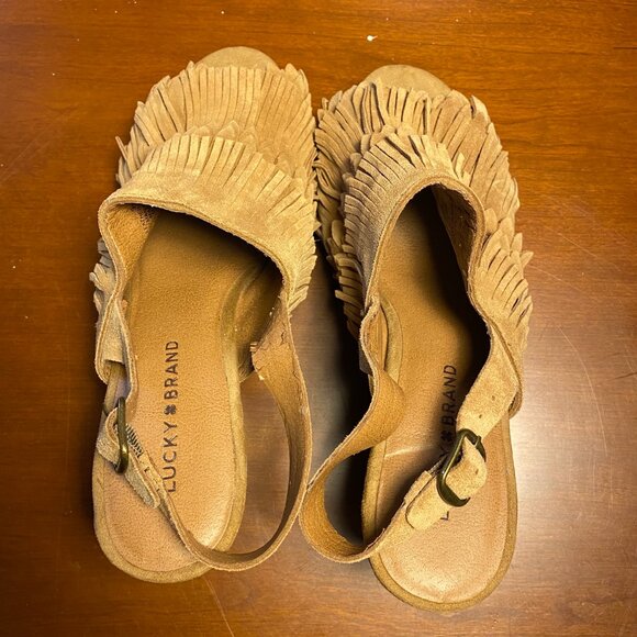 Lucky Brand Fringed Platform Wedge Women's Size 9 - Picture 7 of 11